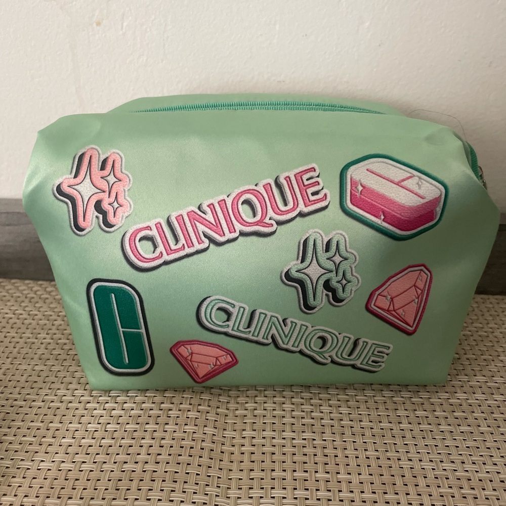 Clinique Mint Green Bag with Pink Accents
